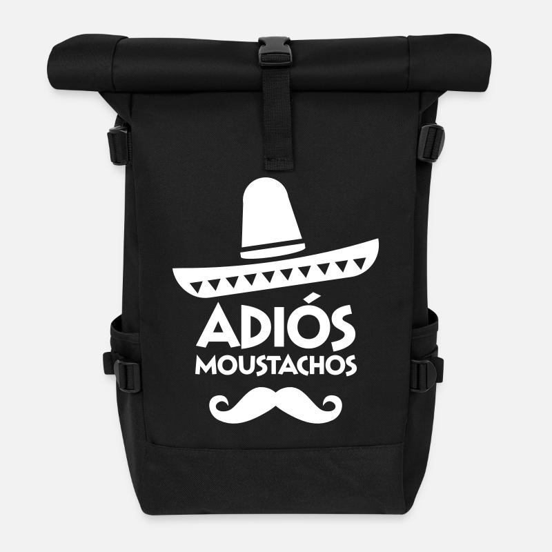Adiós Moustachos - Rolltop Rucksack - Schwarz