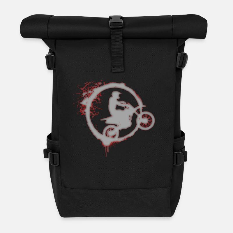 Motocross motorcycle gift - Roll Top Backpack - black