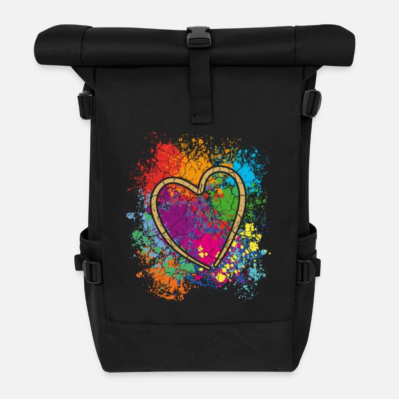 Coeur coloré Art Design Graffiti Look - Sac à dos roll top - noir