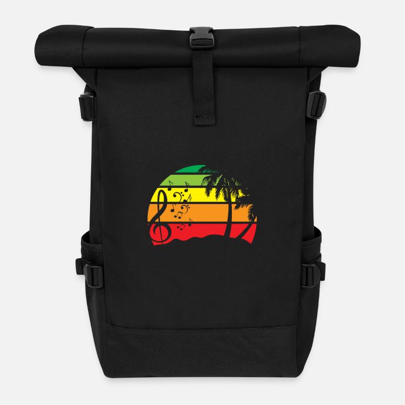 Bunter Musik-Kreis Retro-Silhouette - Rolltop Rucksack - Schwarz