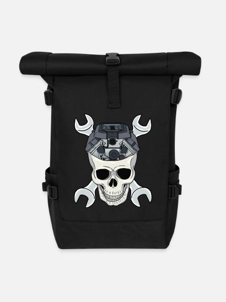 Mécanicien Automobile Mécanicien Machine Crâne - Sac à dos roll top - noir
