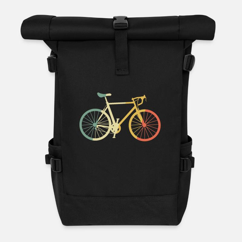 Rennrad Rad Retro bunt Geschenk - Rolltop Rucksack - Schwarz