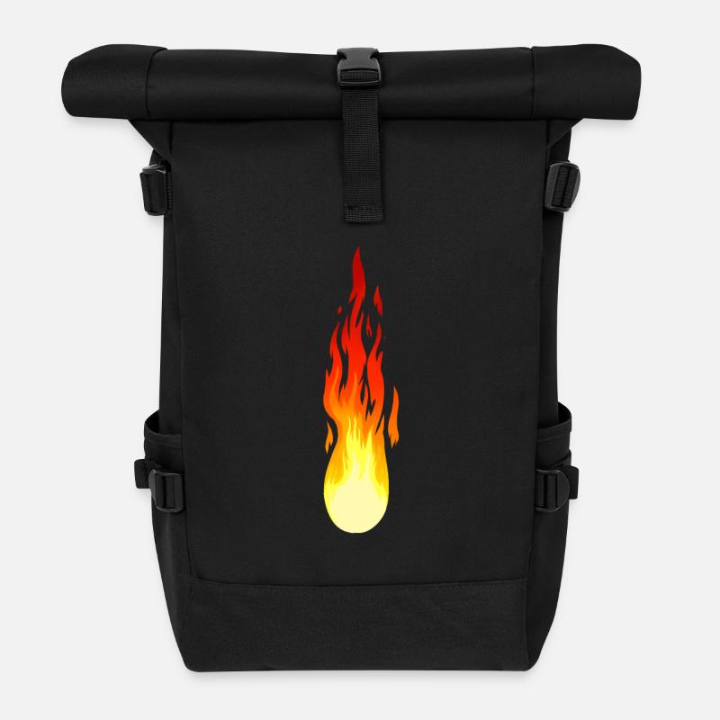 Comet Flame Fire Inferno Flame Fiery - Roll Top Backpack - black