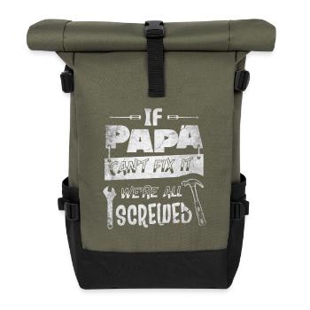 Outils et Architecture Motif Papa - Sac à dos roll top - olive/noir - Devant