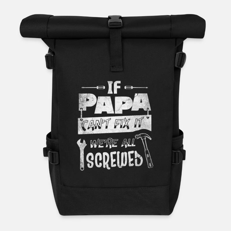 Tools and Architecture Motif Dad - Roll Top Backpack - black