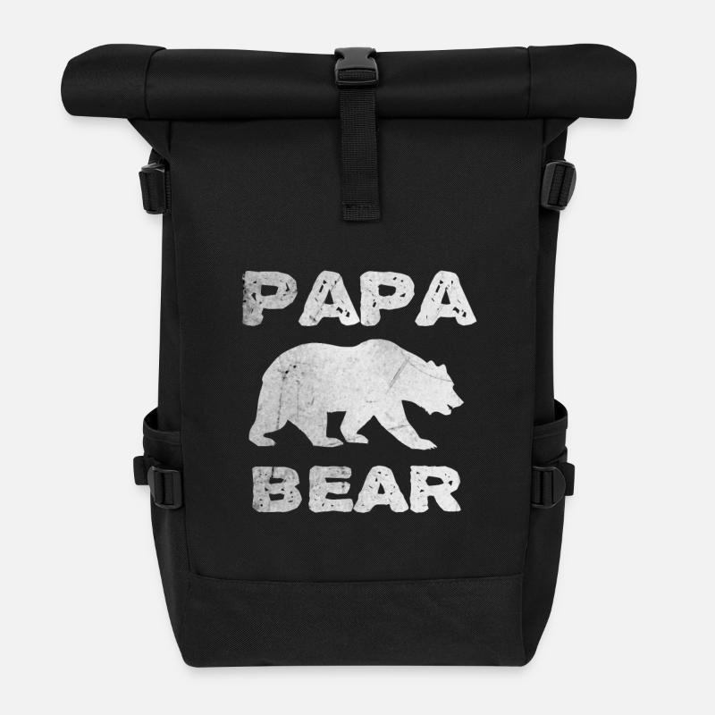 Papa Bär - Geschenk Vatertag oder Geburtstag - Rolltop Rucksack - Schwarz