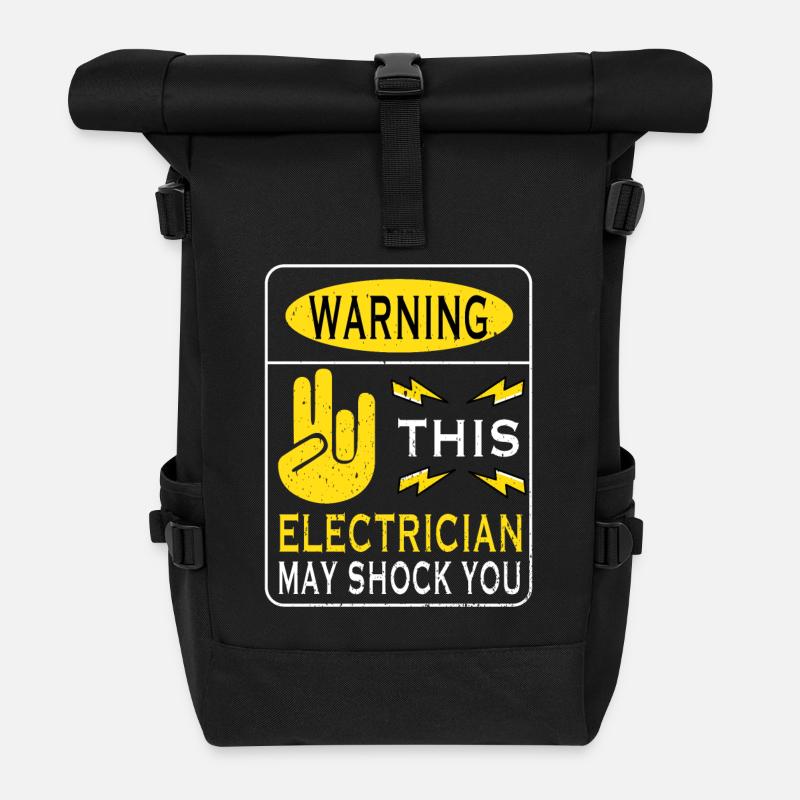 Elektriker Elektrik Elektrizität Strom Baustelle - Rolltop Rucksack - Schwarz