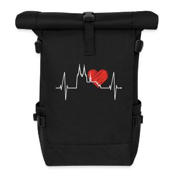 Köln Herzschlag Skyline Kölner Dom Herz Für Kölle - Rolltop Rucksack - Schwarz - Vorne