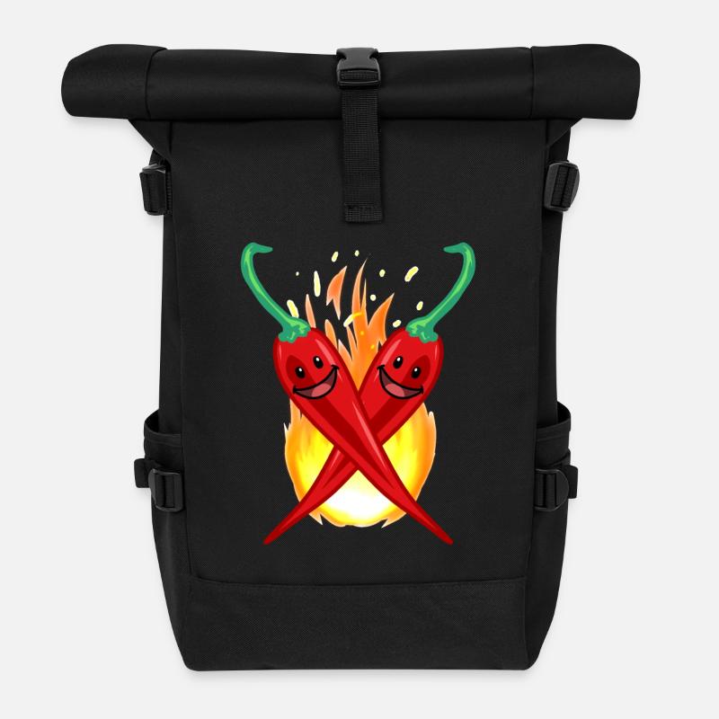 Chilli Peperoni Gewürz kochen Küche Speise Nahrung - Rolltop Rucksack - Schwarz