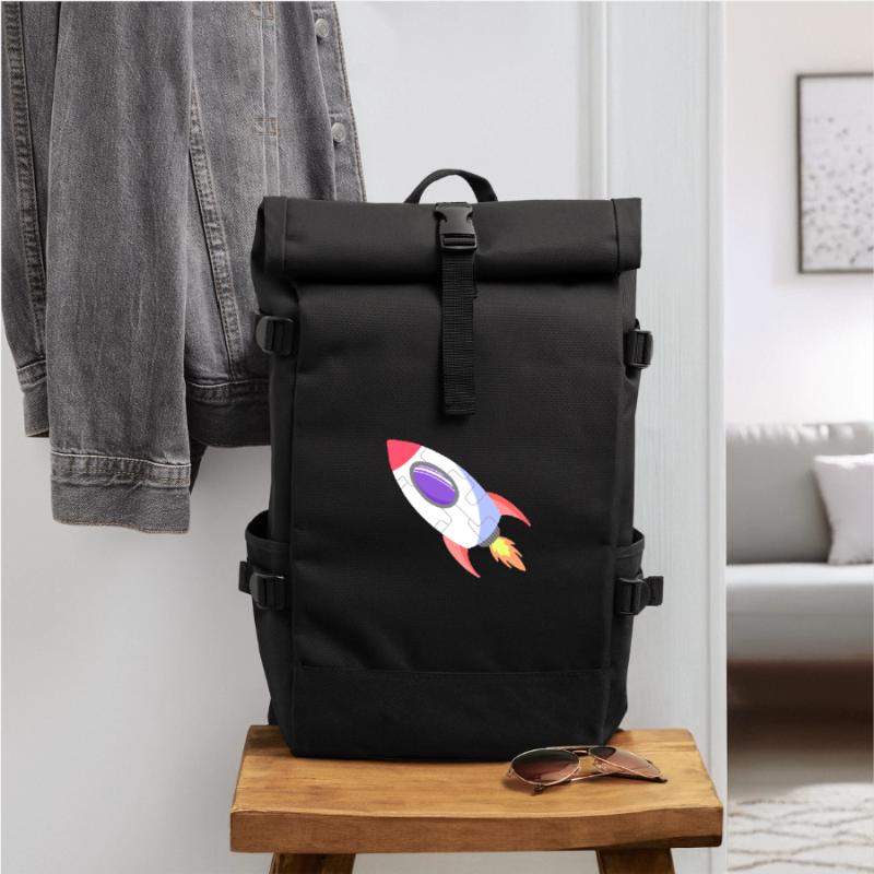 Space Rocket Pop Comic Roll Top Backpack