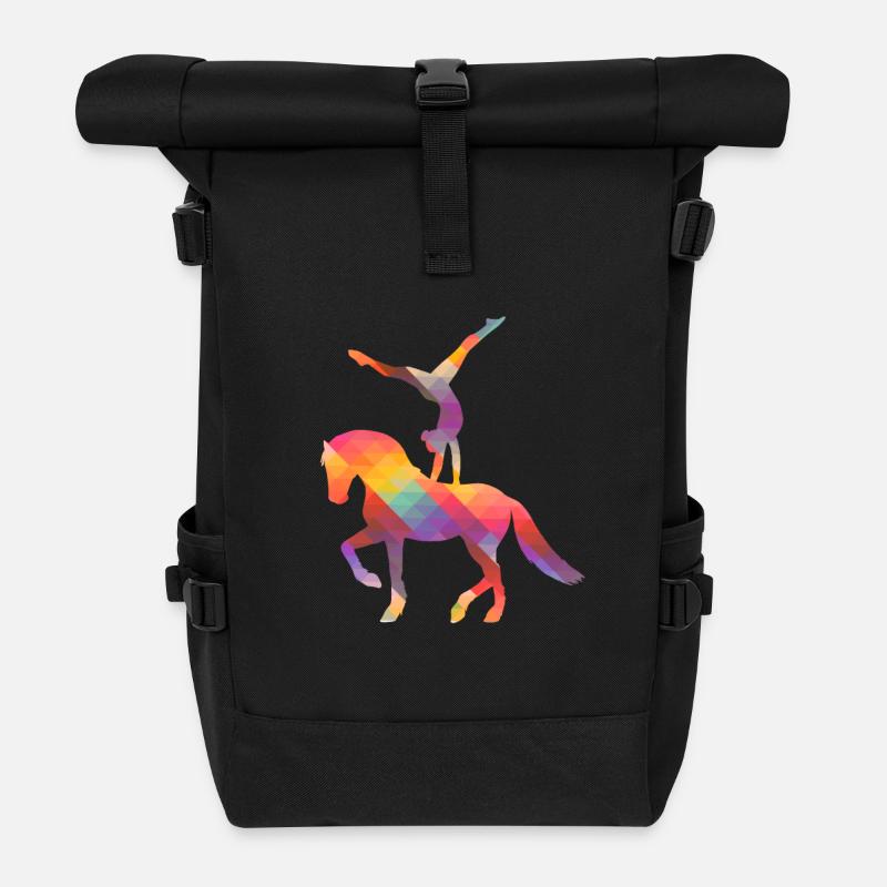 Voltige - Voltige - Volti - Chevaux - Sac à dos roll top - noir