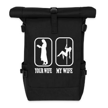 Your Wife my Wife Nonne Pole Dance - Rolltop Rucksack - Schwarz - Vorne