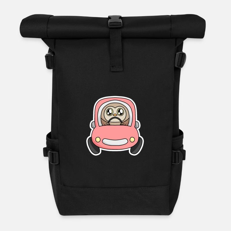Eule Auto - Rolltop Rucksack - Schwarz