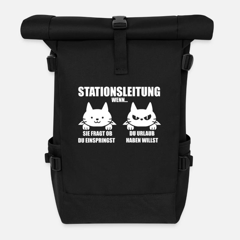 Pfleger Shirt Krankenschwester Stationsleitung - Rolltop Rucksack - Schwarz