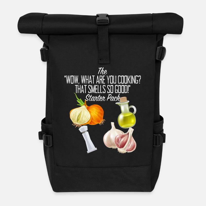 Cooking Starter Pack For chefs cook kitchen chef - Roll Top Backpack - black