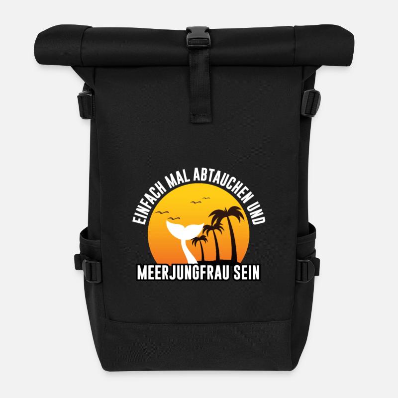 Einfach mal abtauchen und Meerjungfrau sein - Rolltop Rucksack - Schwarz