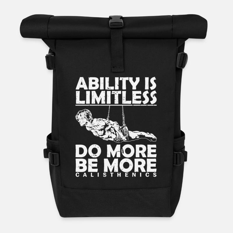 Calisthenics body cult "Do More, Be More" - Roll Top Backpack - black