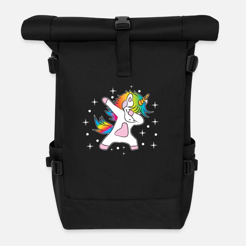 Arc en ciel licorne - Sac à dos roll top - noir