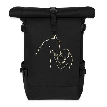 Pferde Mädchen Pferd Reiten Reiter Reitsport - Rolltop Rucksack - Schwarz - Vorne