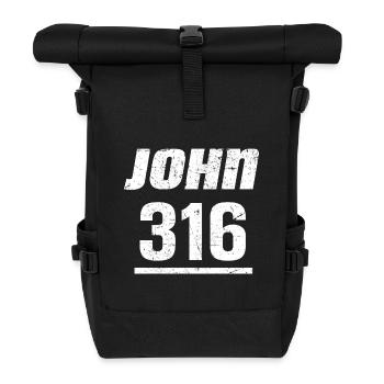 John 316 Jochanes Evangelium Christentum Kirche - Rolltop Rucksack - Schwarz - Vorne