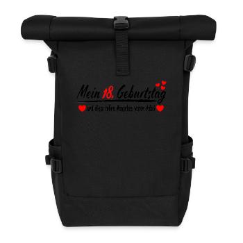 18. Geburtstag Gästebuch Gästeliste Geschenkidee - Rolltop Rucksack - Schwarz - Vorne