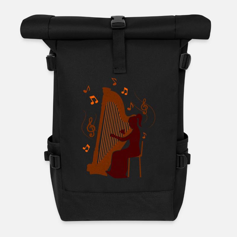 Harfe - Rolltop Rucksack - Schwarz