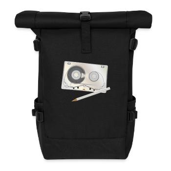 Kasette mit Bleistift Tape Mixtape - Rolltop Rucksack - Schwarz - Vorne