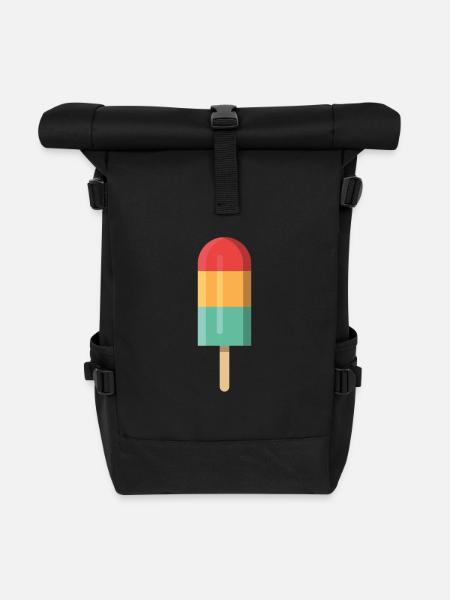 Eis 90er Retro Eis aufn Stiel Stieleis Eisfan - Rolltop Rucksack - Schwarz