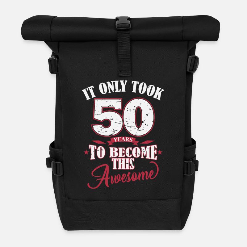 50th Birthday It Only Took 50 Years to Awesome - Roll Top Backpack - black