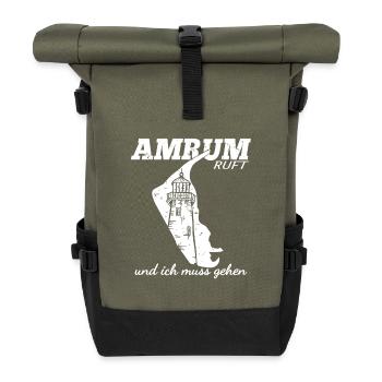 Amrum ruft und ich muss gehen - Rolltop Rucksack - Olive/Schwarz - Vorne