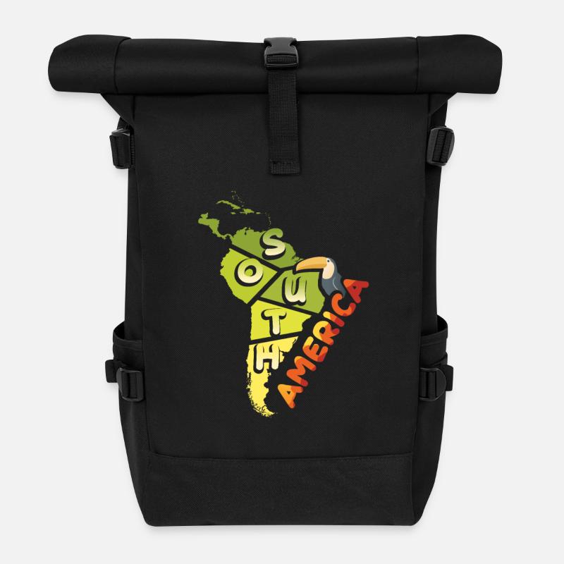 südamerika - Rolltop Rucksack - Schwarz