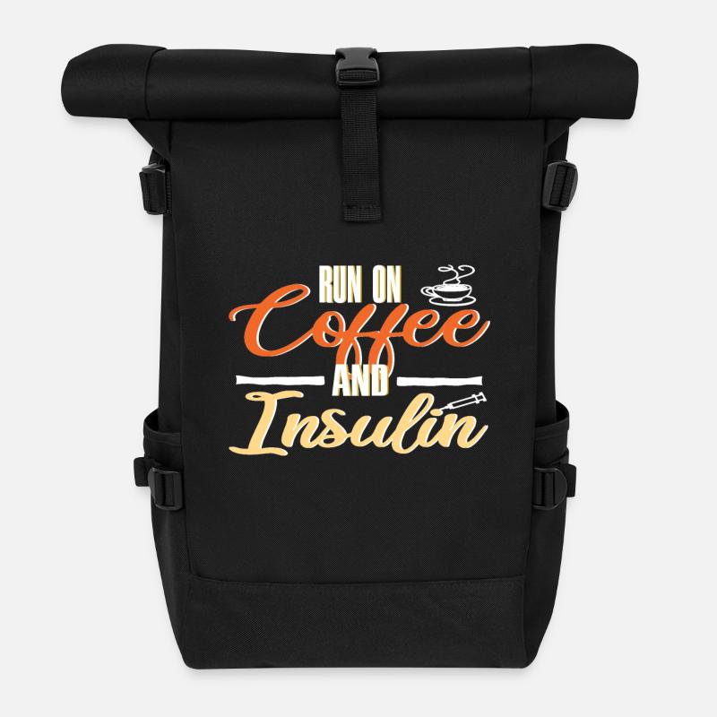 Funny diabetes - Roll Top Backpack - black