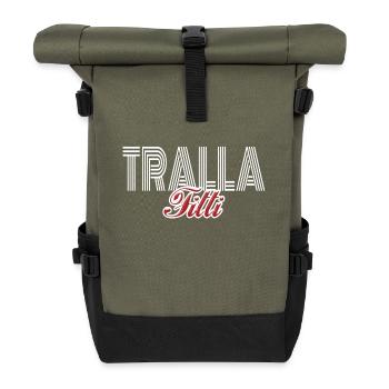 Trallafitti Typisch Ruhrpott Pott Tralla Fitti - Rolltop Rucksack - Olive/Schwarz - Vorne