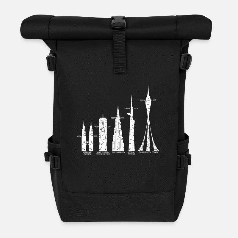 Skyscraper skyscraper tallest towers in the world - Roll Top Backpack - black