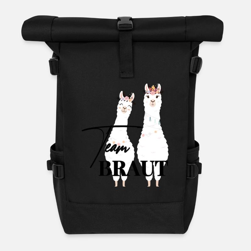 Team Braut Alpaca Lama Alpaka JGA Party Geschenk - Rolltop Rucksack - Schwarz