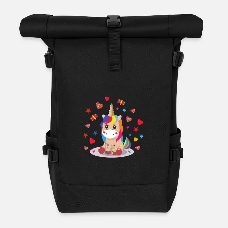 einhorn ,unicorn - Rolltop Rucksack - Schwarz