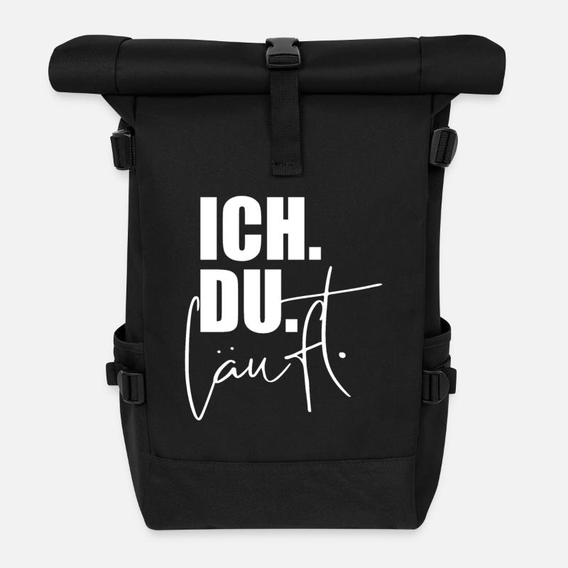 ICH. DU. LÄUFT. - Rolltop Rucksack - Schwarz