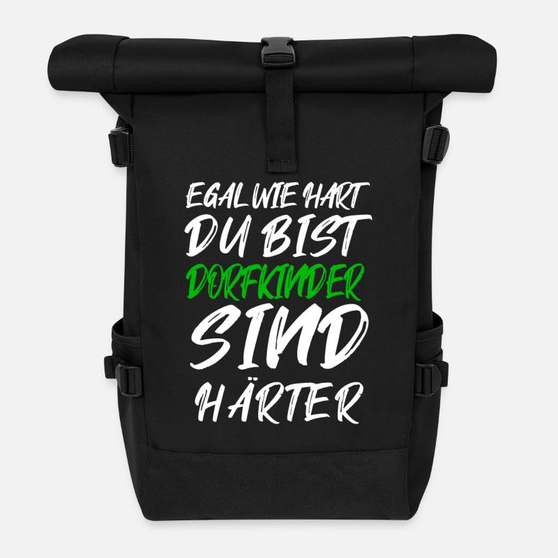Dorfkinder sind härter – Graffiti Text - Rolltop Rucksack - Schwarz