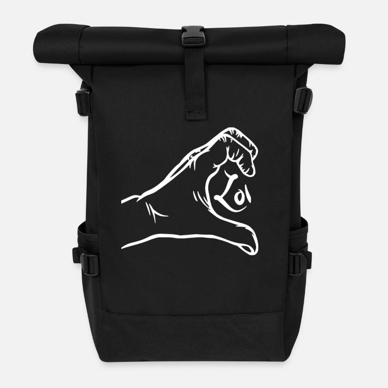 Love Hands Partner T-Shirts - Pärchen Shirt - Rolltop Rucksack - Schwarz