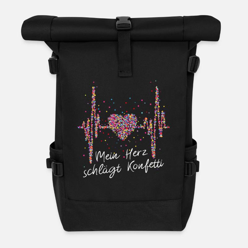 Herzschlag, Kölner Dom, Herz, Karneval - Rolltop Rucksack - Schwarz