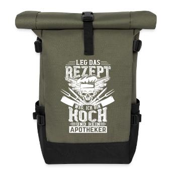 Koch leg das Rezept weg - Rolltop Rucksack - Olive/Schwarz - Vorne