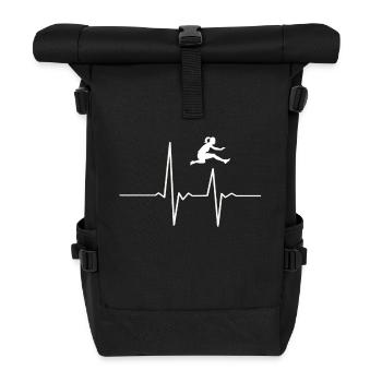 Leichtathletik Hürdenläufer Herzschlag - Rolltop Rucksack - Schwarz - Vorne