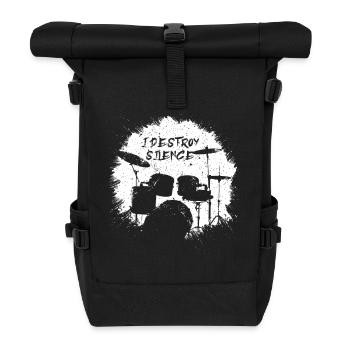 Schlagzeug Schlagzeuger - Rolltop Rucksack - Schwarz - Vorne