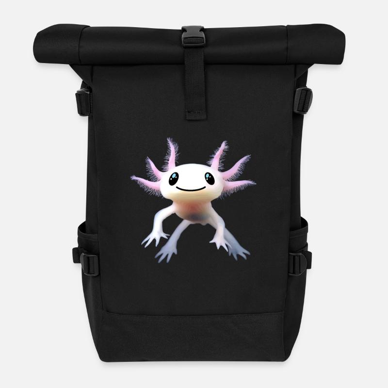 axolotl - Roll Top Backpack - black