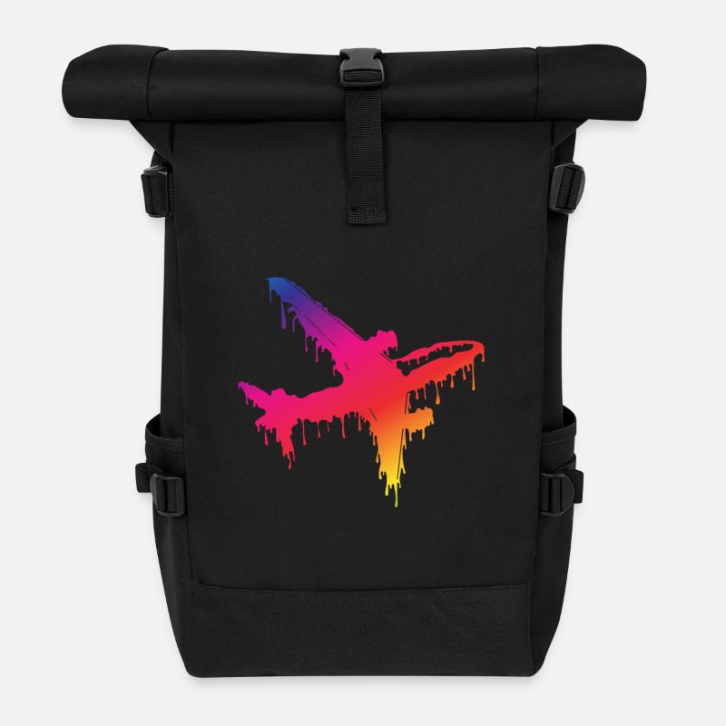 Avion - Sac à dos roll top - noir