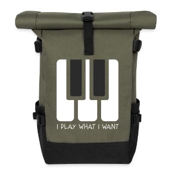 I PLAY WHAT I WANT - Roll Top Backpack - olive/black - Front