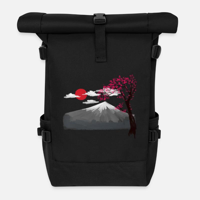 Cherry blossom Japan Asia Nature Mountains Mountain Nature - Roll Top Backpack - black