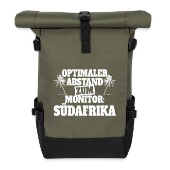 Südafrika Optimaler Abstand Zum Monitor Fernweh - Rolltop Rucksack - Olive/Schwarz - Vorne