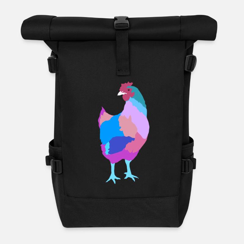 Poule poulet - Sac à dos roll top - noir