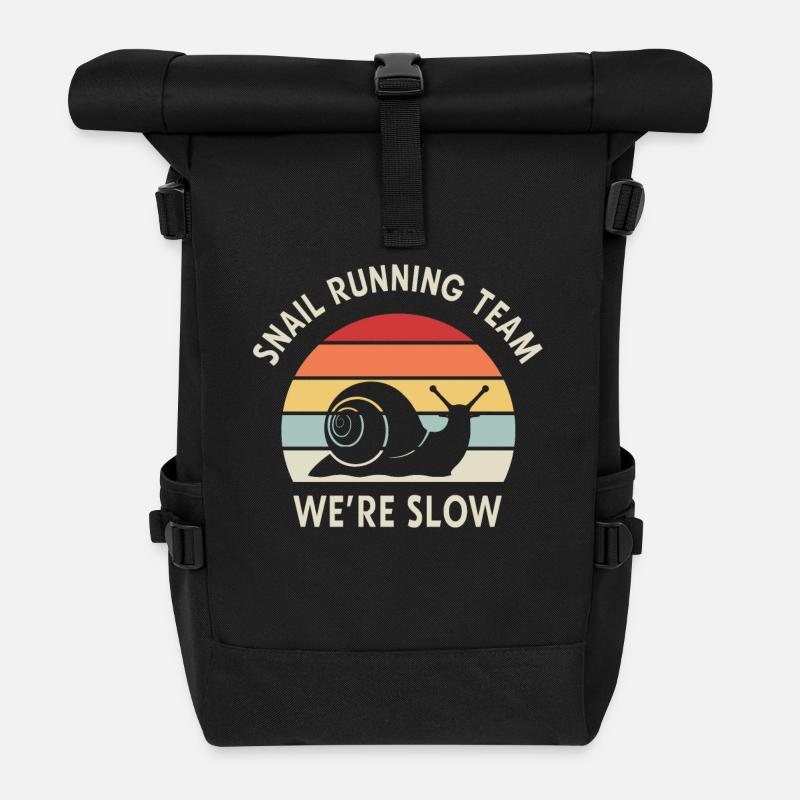 Vintage Marathon Snail Running Team - Roll Top Backpack - black